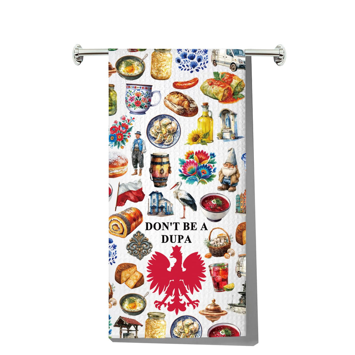 MYSOMY Polish Dish Towels Poland Souvenirs Gifts Don't Be a Dupa Polska Towels Polish Mom Gift Poland Chef Kitchen Merch ManyDUPA kt2 - image 1
