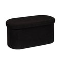 Bonlife Folding Boucle Storage Ottoman Bench | Oval Footstool - Black