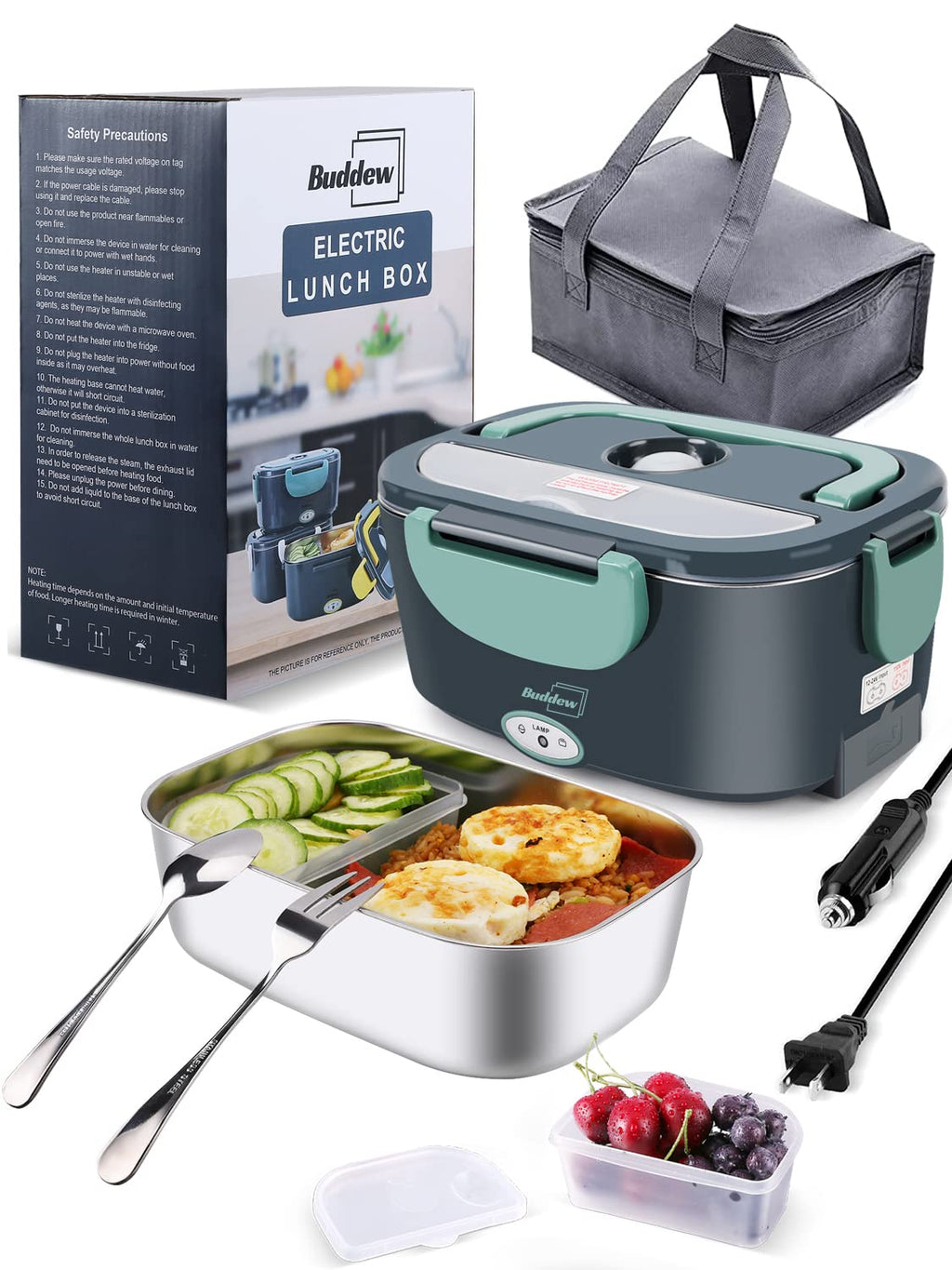 Buddew Electric Lunch Box – 80W Portable Food Warmer for Car, Truck & Office