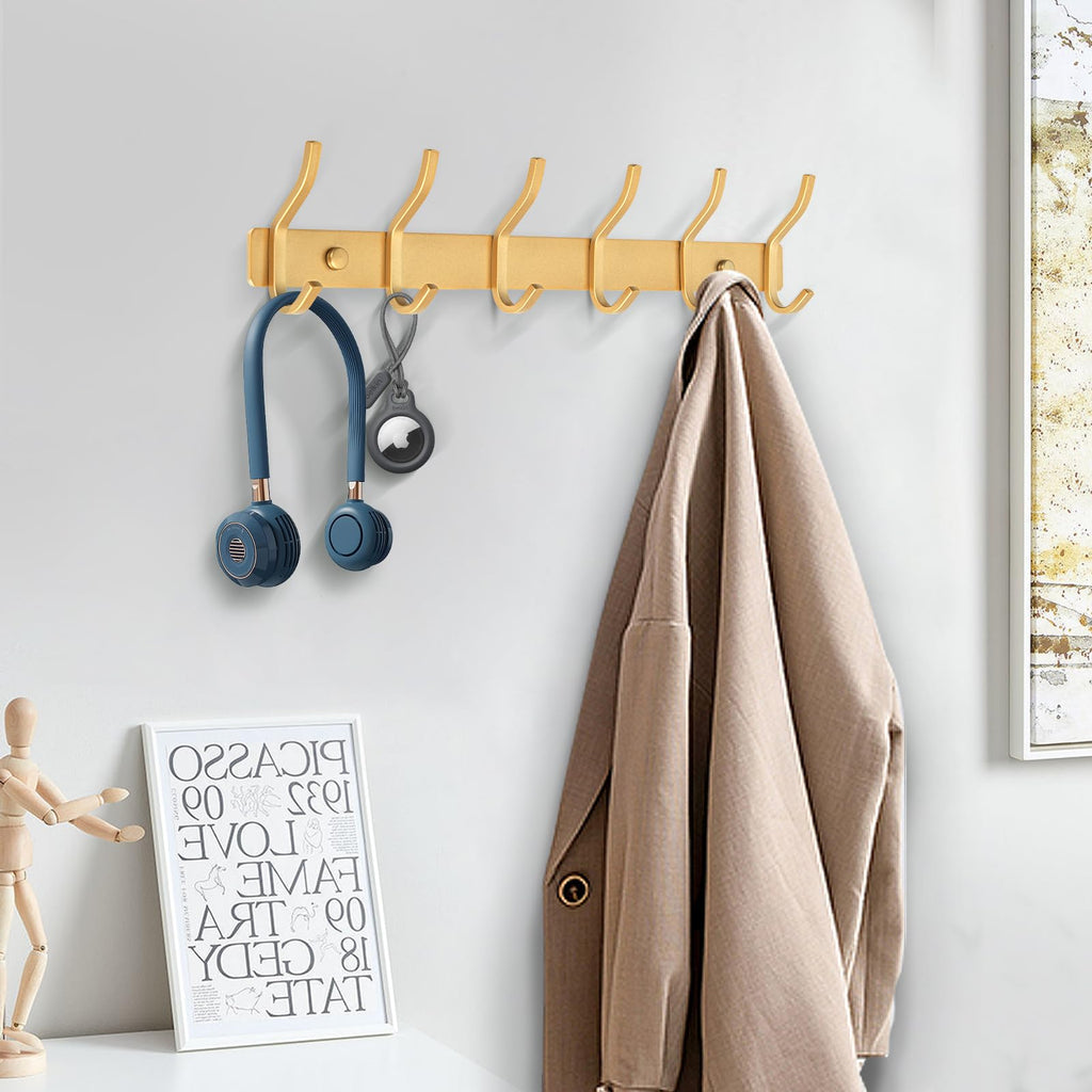 MEIJO Coat Hooks Wall Mounted, Coat Rack Wall Mounted Stainless Steel Heavy Duty Wall Hook, Coat Hooks for Door, Bedroom, Bathroom, Kitchen