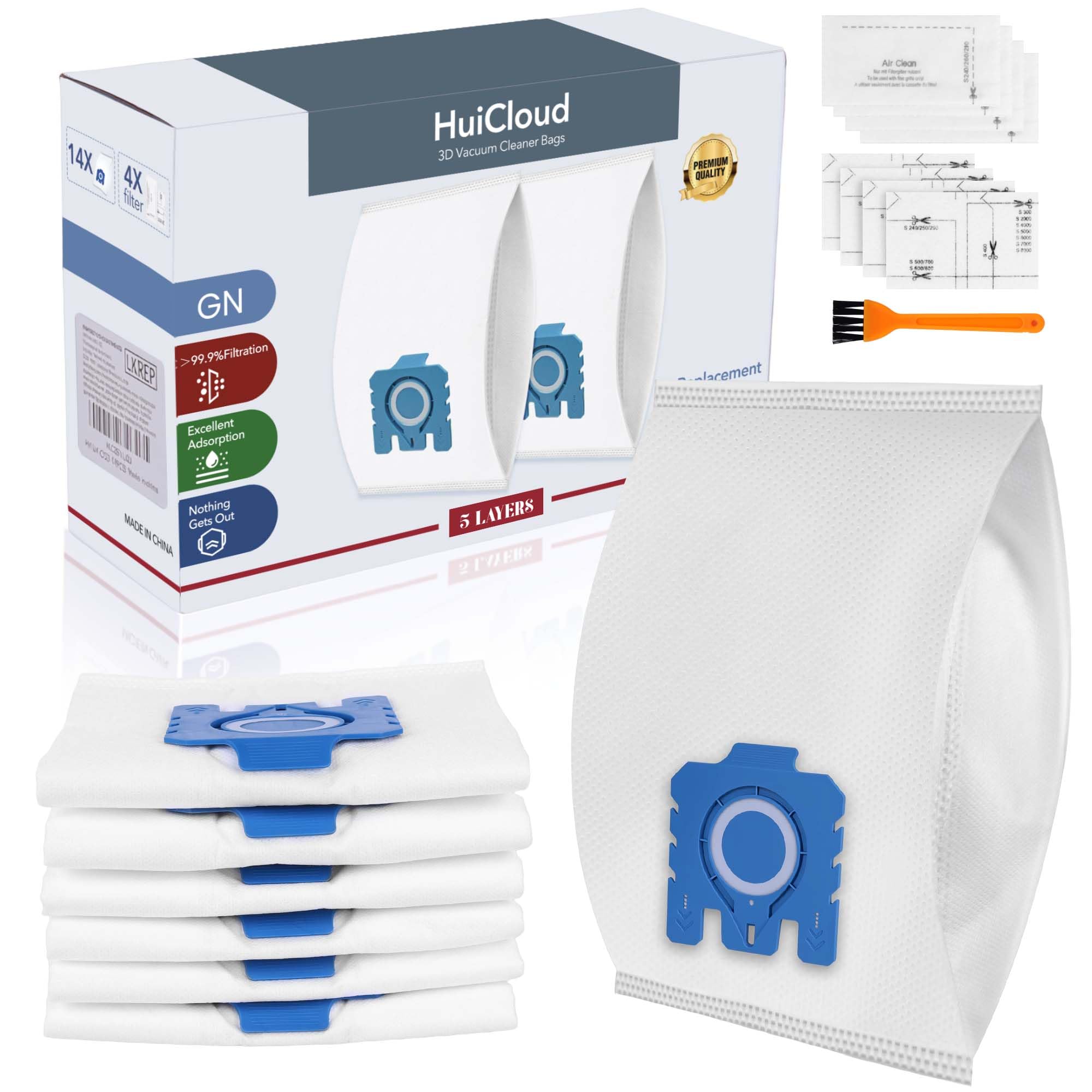HuiCloud 14 Pack GN Dust Bags for Miele Complete C1 C2 C3 S2 S5 S8