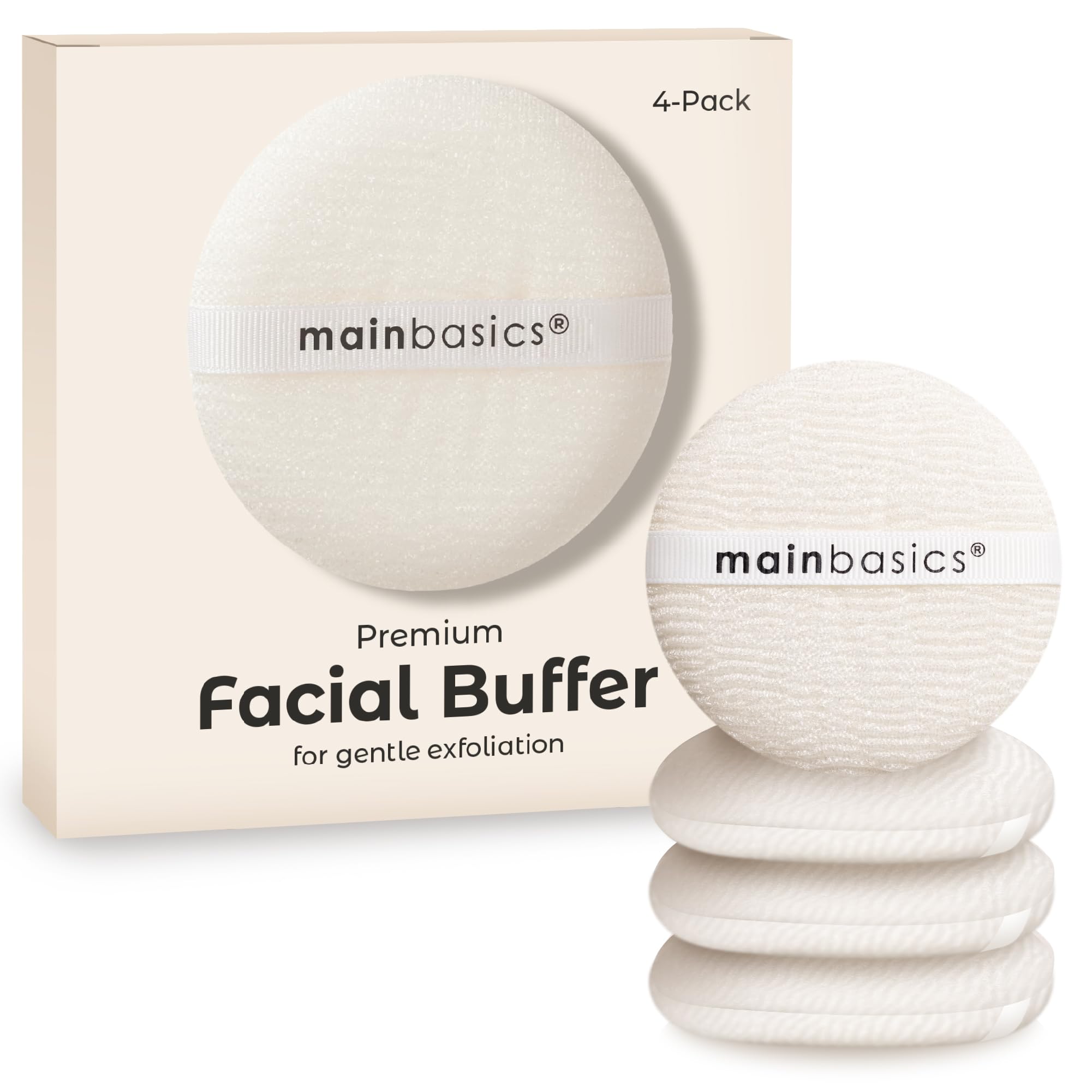 MainBasics Face Scrubber Exfoliating Pads | Gentle Facial Buffers (4-Pack)