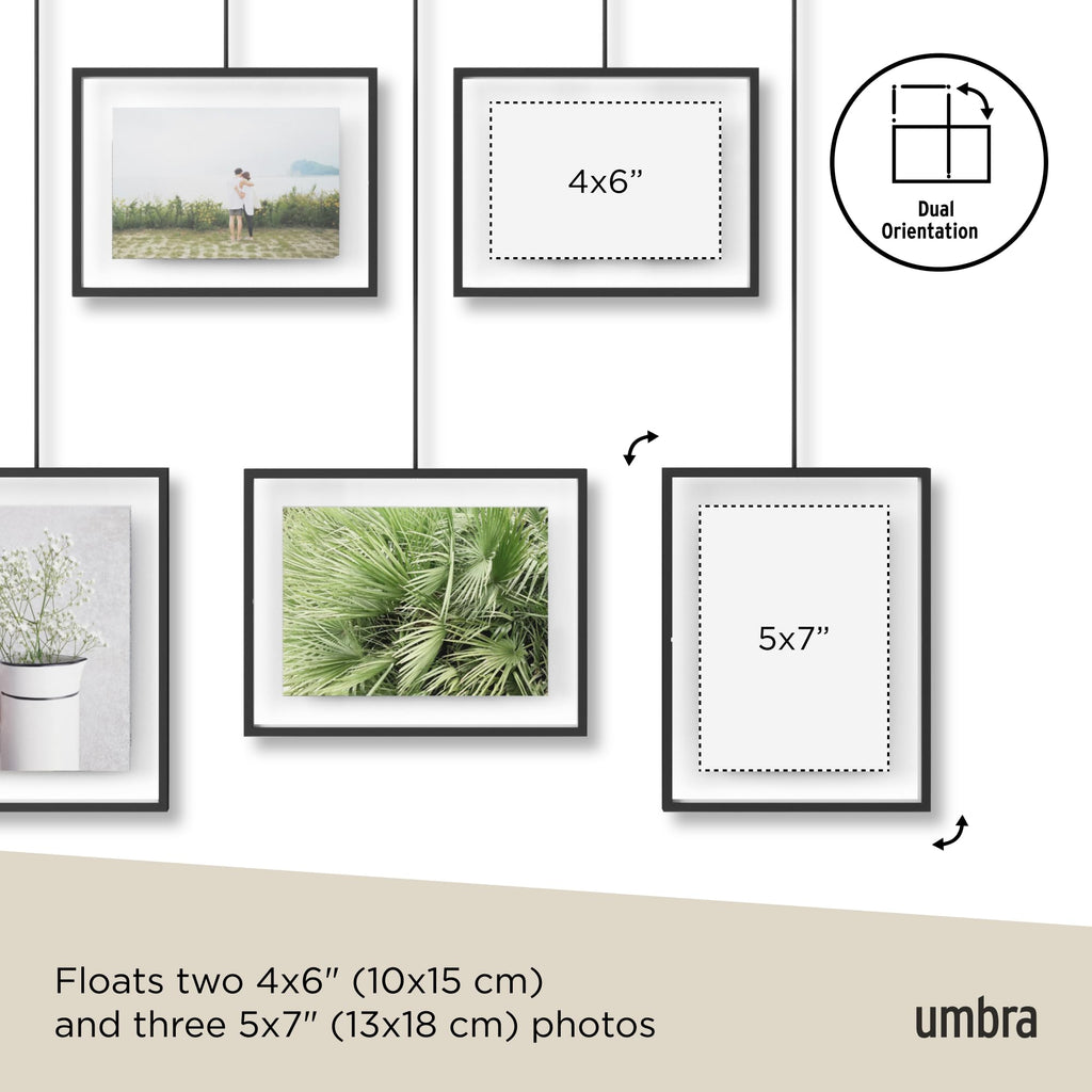 Umbra Exhibit 5-Piece Hanging Picture Frame Gallery Set | Black