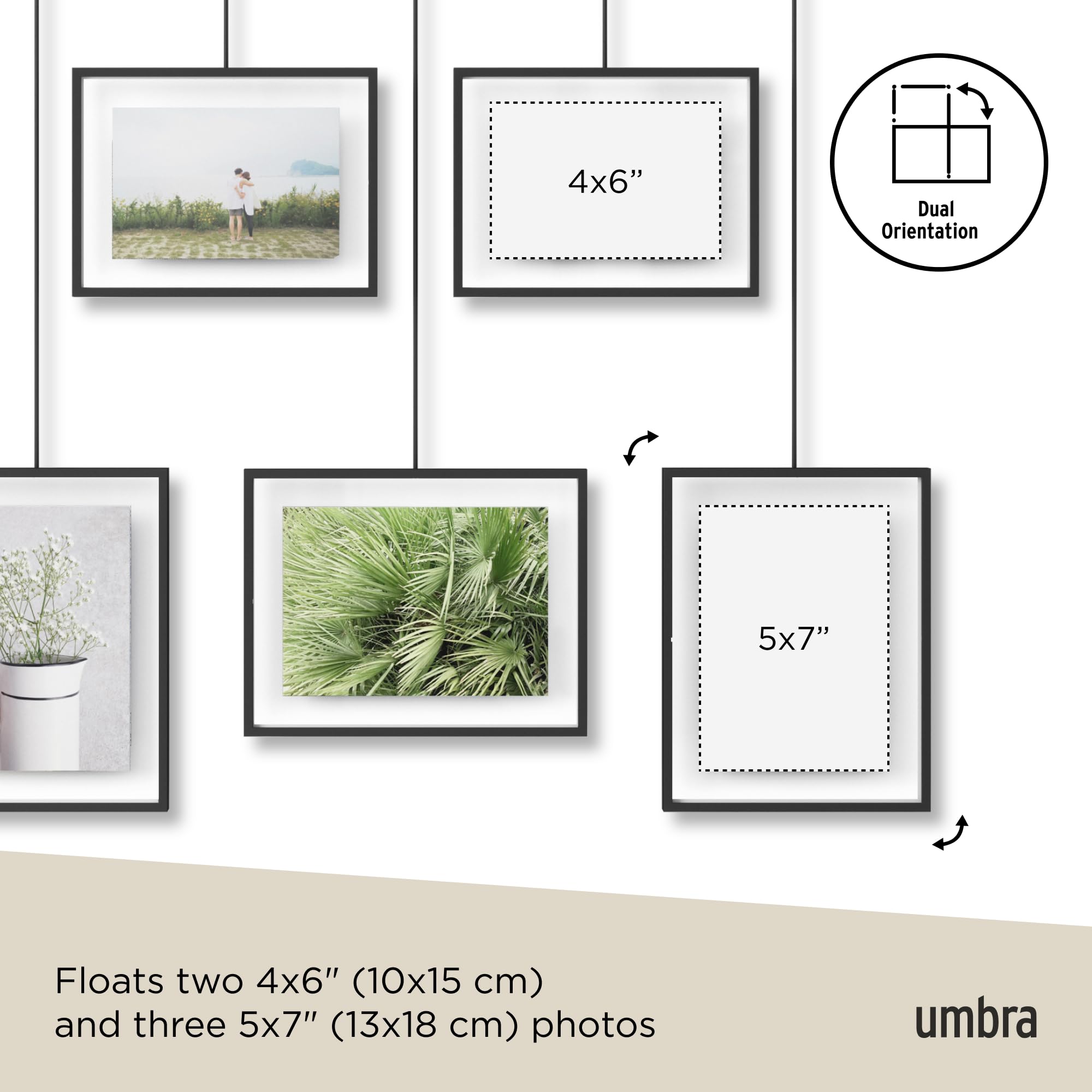 Umbra Exhibit 5-Piece Hanging Picture Frame Gallery Set | Black