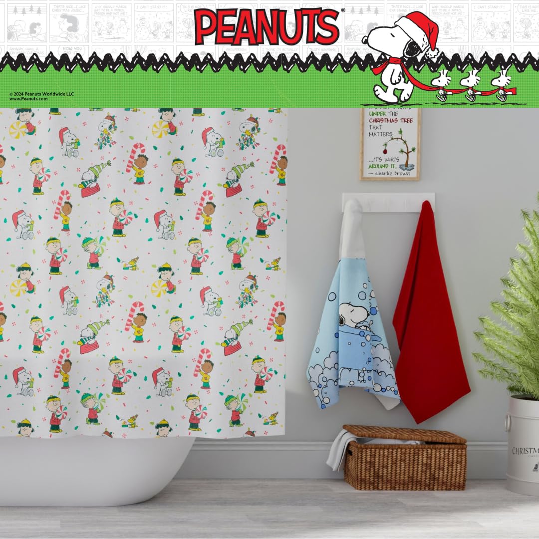 Franco Peanuts Holiday Christmas Bath Microfiber Shower Curtain, 72x72, Officially Licensed Product - image 5