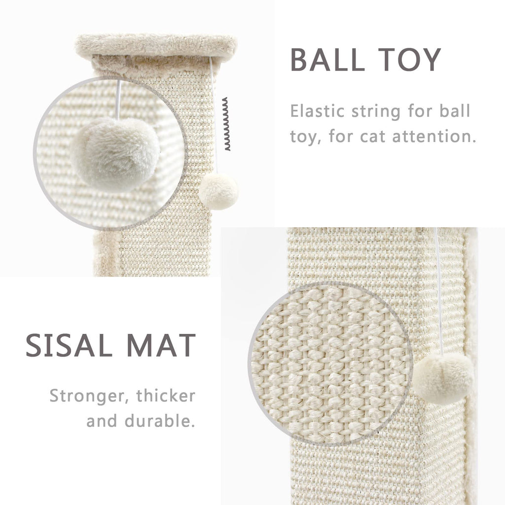 SONGWAY 32 Inch Tall Cat Scratching Post - Natural Sisal & Plush, Beige