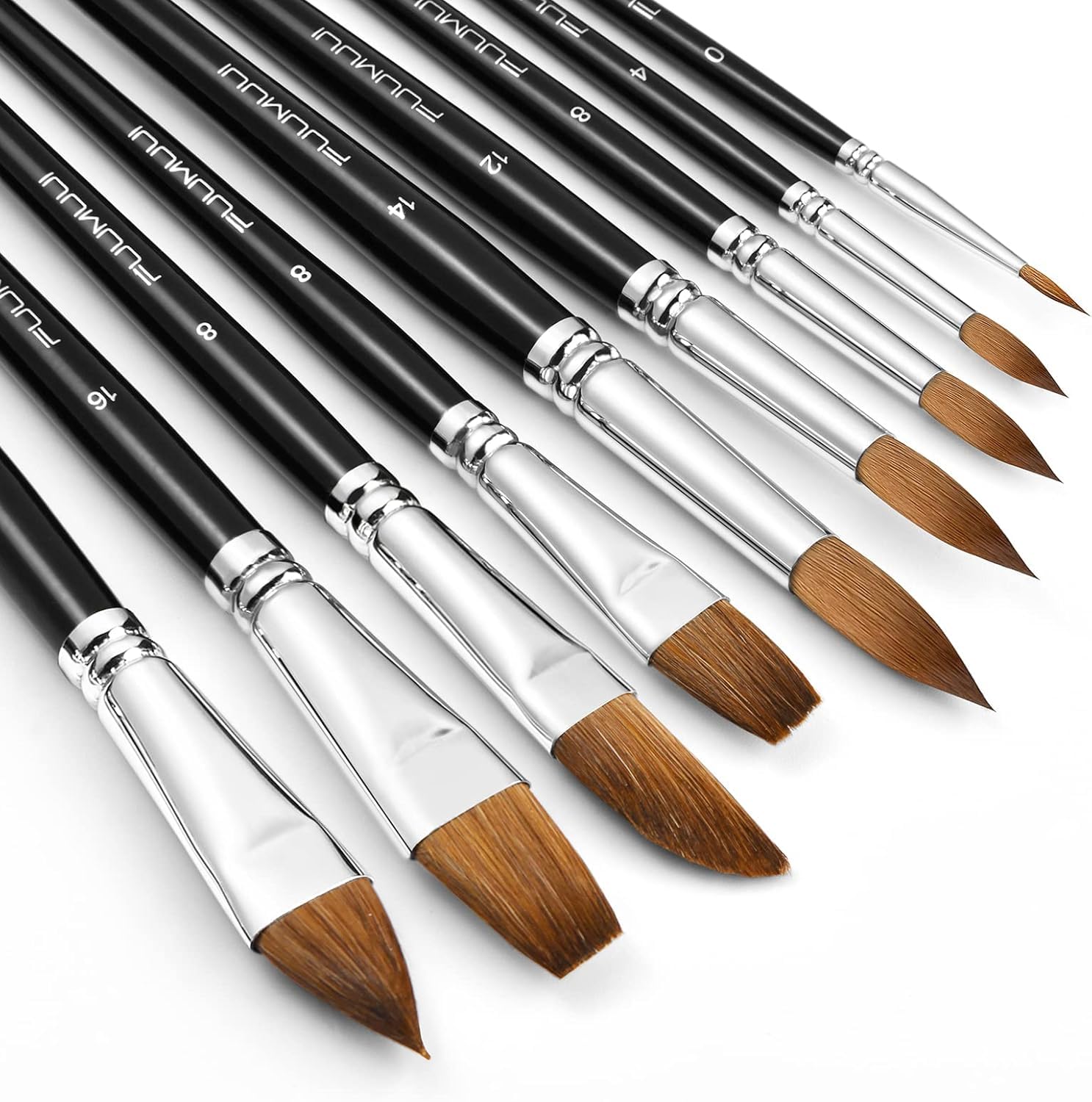 Kolinsky Sable Watercolor Brushes – 9pc Professional Art Set