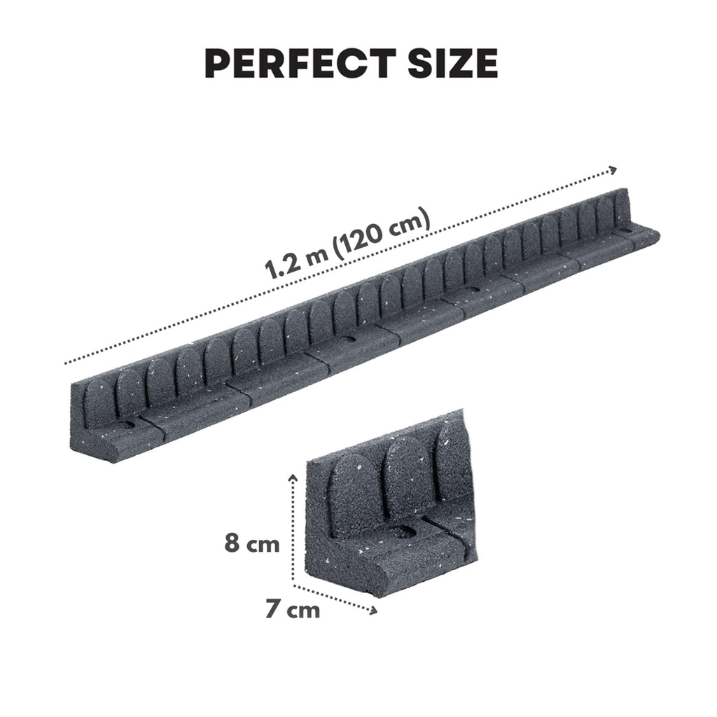 Nicoman Recycled Rubber Lawn Mower Friendly Garden Edging - Grey, 4 Pack