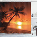ABAKUHAUS Tropical Shower Curtain | Extra Long Beach Fabric Decor | 86x69"