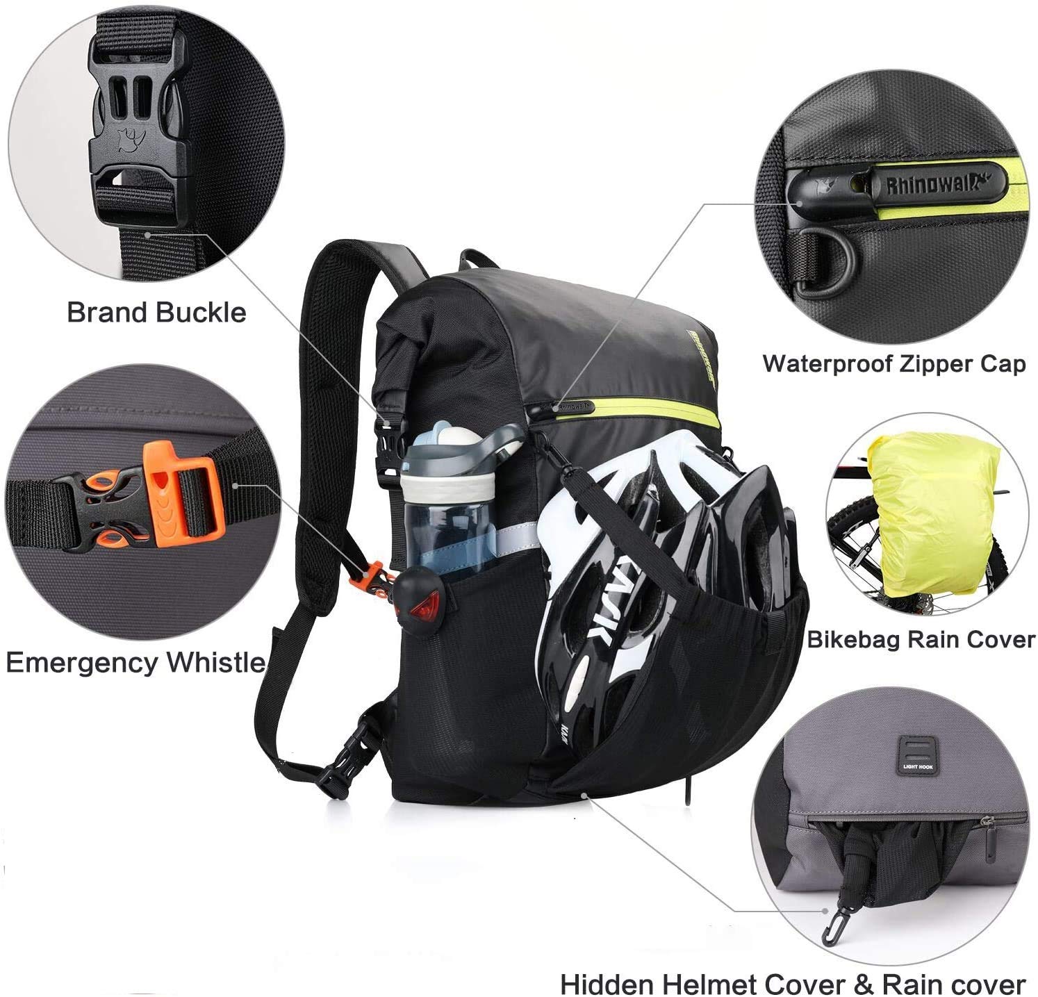 Rhinowalk 2-in-1 Waterproof Bike Pannier Backpack | 24L Laptop Bag