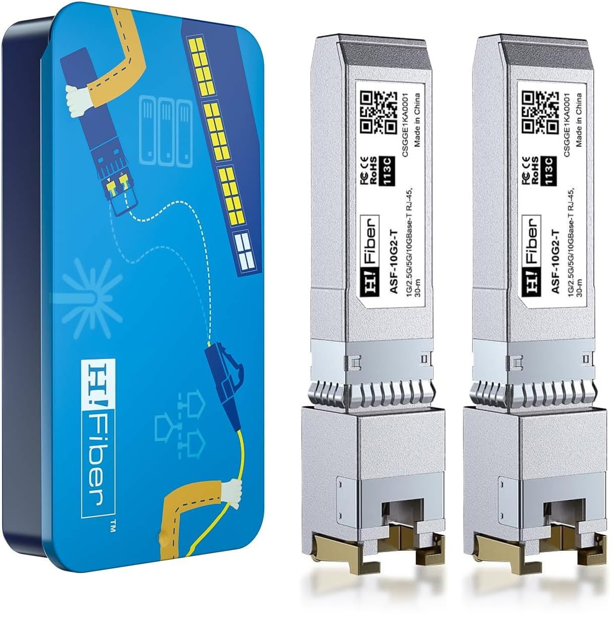 10Gbase-T SFP+ RJ45 Transceiver – 2-Pack for Cisco & Ubiquiti
