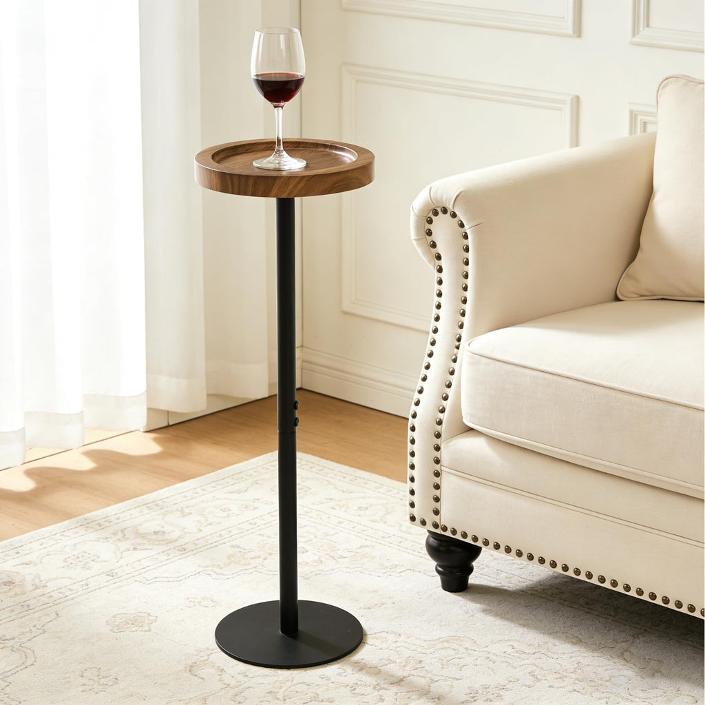 Simcat Small Round Side Table, Drink Table for Small Spaces and Modern Decor 1, Walnut - image 2