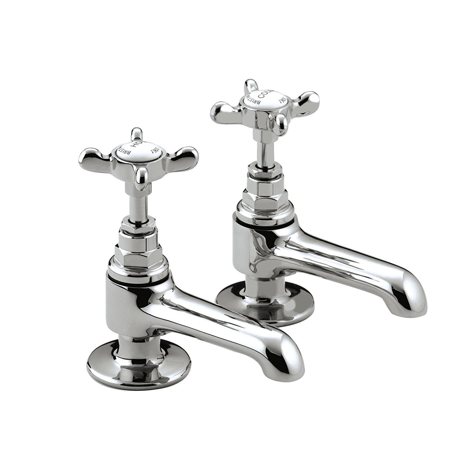 Bristan 1901 Basin Pillar Taps – Traditional Chrome Bathroom Faucets