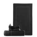 Hearth & Harbor 4-Piece Cotton Bath Mat and Washcloth Set – Black