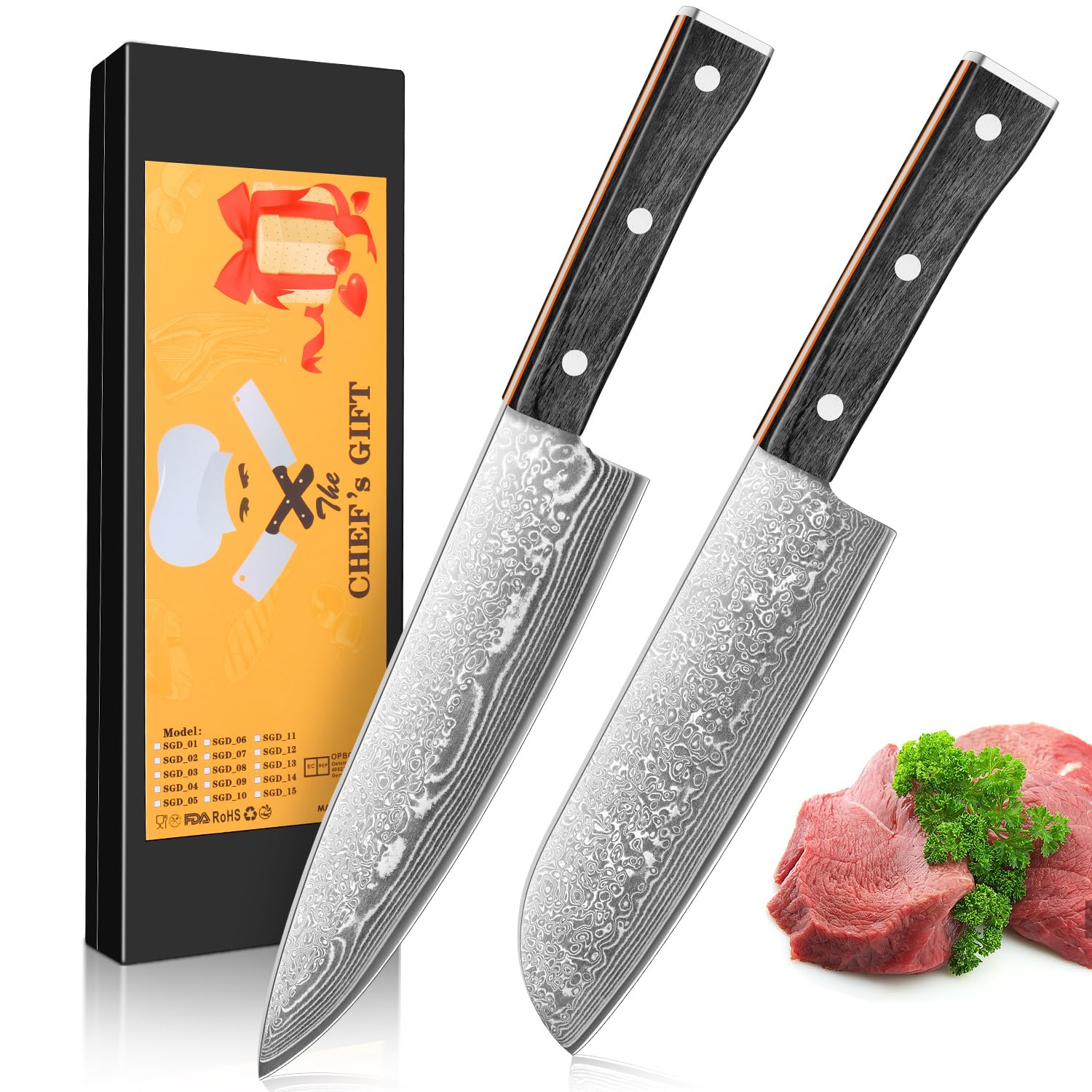 Kyushublade 67-Layer Japanese Damascus Steel Kitchen Knife Set