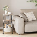 Yuede Round Side Table, 3 Tier Bedside Table, Small End Table with Fabric Basket, Coffee Table for Living Room, Bed Room, Small Space, Easy Assembly