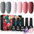 MILD EAST Gel Nail Polish Set | 6 Colors Nude Pink Soak Off UV LED Kit