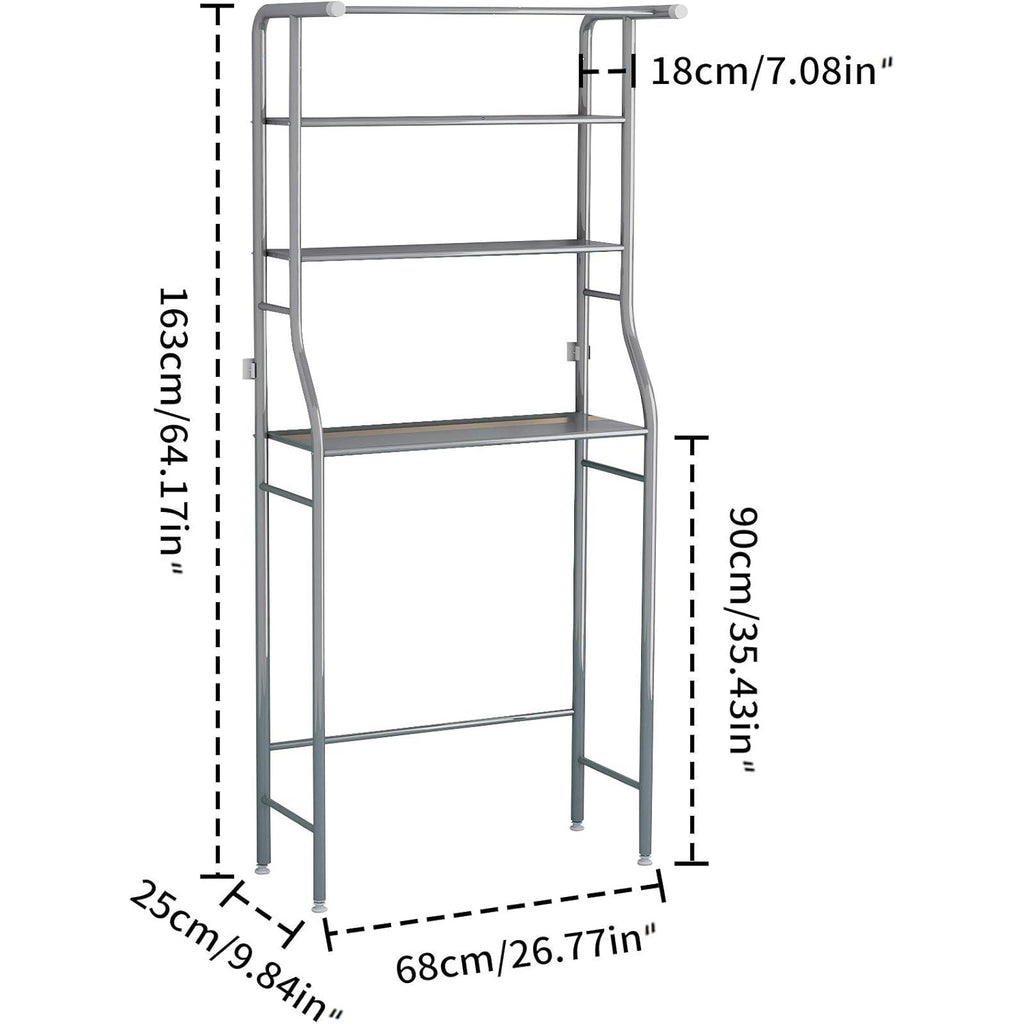 MOYIPIN 3-Tier Over-Toilet Storage Rack | Silver Steel Bathroom Organizer