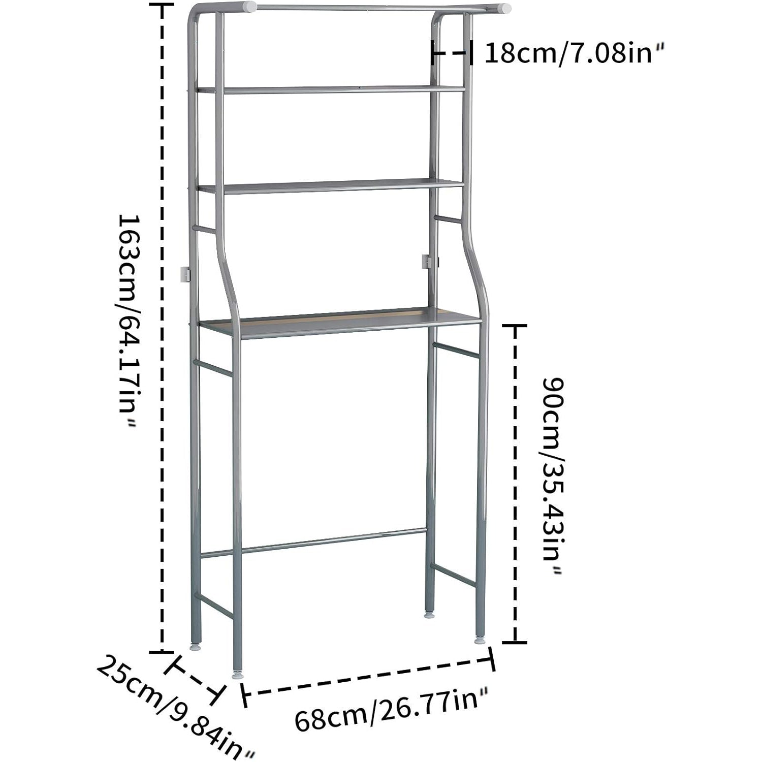 MOYIPIN 3-Tier Over-Toilet Storage Rack | Silver Steel Bathroom Organizer
