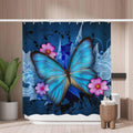 Woutay Blue Butterfly Shower Curtain | Mold Resistant Polyester Fabric