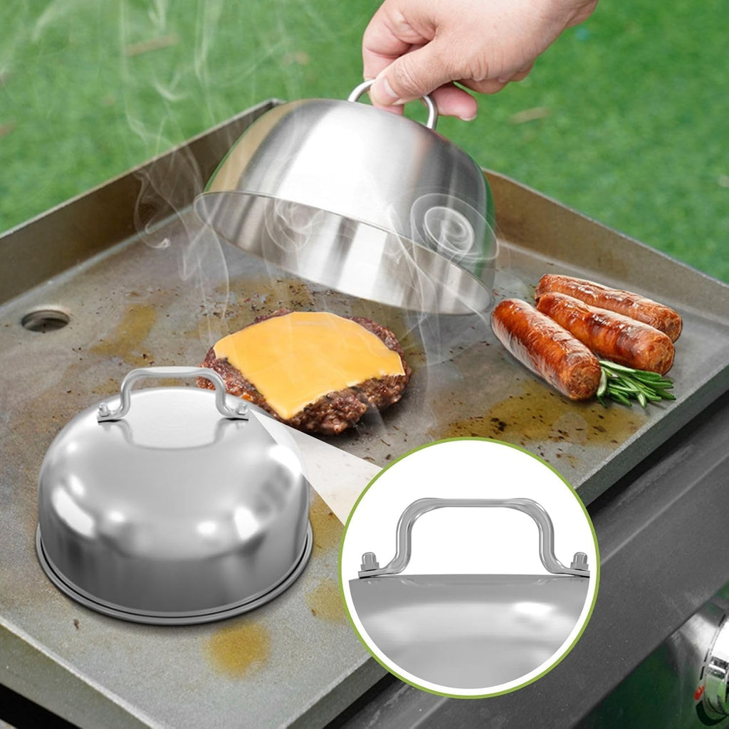 Onlyfire BBQ Griddle Accessories Kit – Stainless Burger Press & Melting Dome