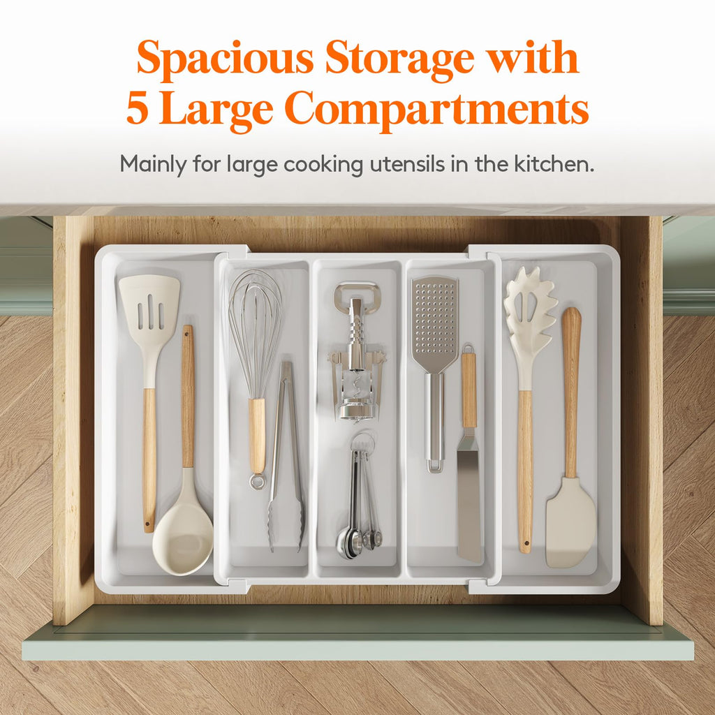 Lifewit Expandable Utensil Drawer Organiser | Large Plastic Cutlery Tray