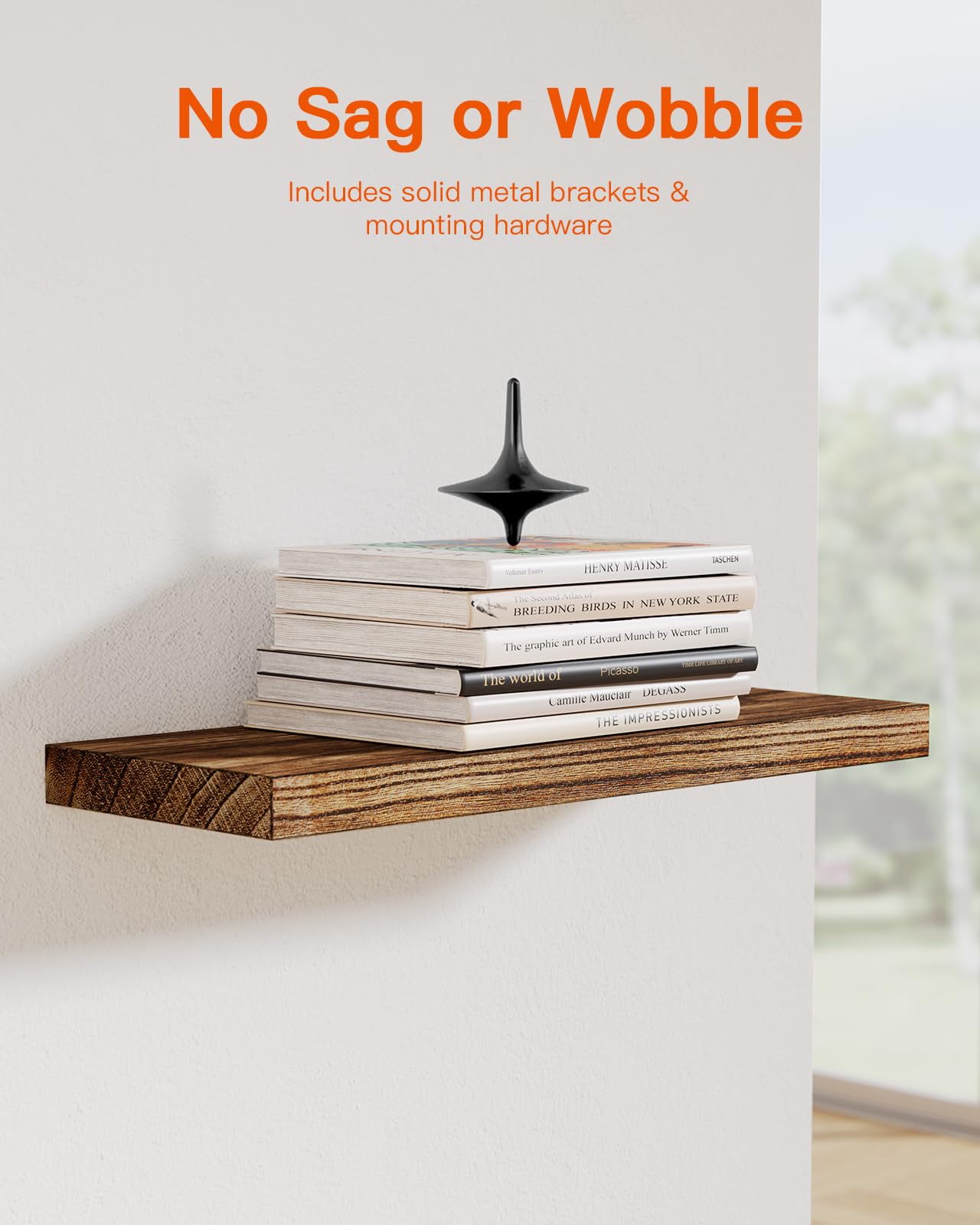 Pipishell Floating Shelves – 40cm Paulownia Wood Wall Shelves, Set of 4