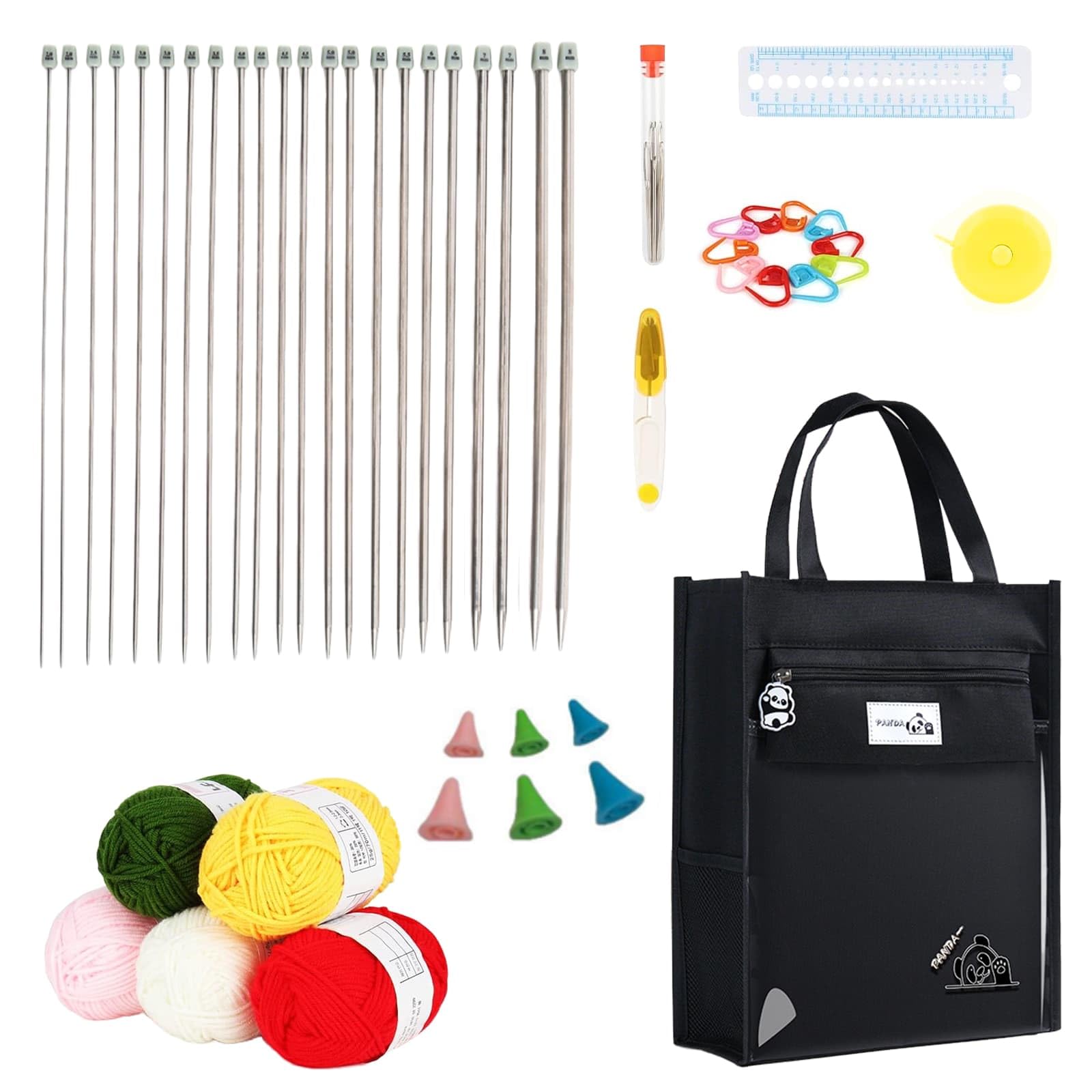 Eidoct Knitting Kit for Beginners | 11 Pairs Metal Needles & Yarn Set