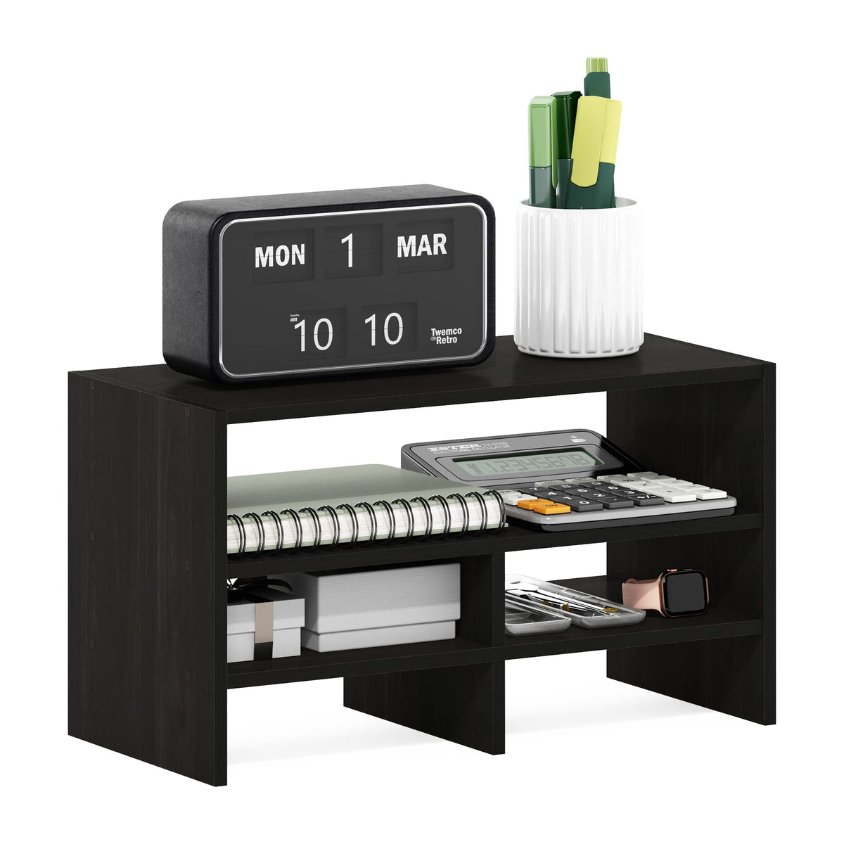 Furinno Desk Top Organizing Shelf Bookcase, Espresso, 19.8 D x 41.7 W x 23.6 H cm