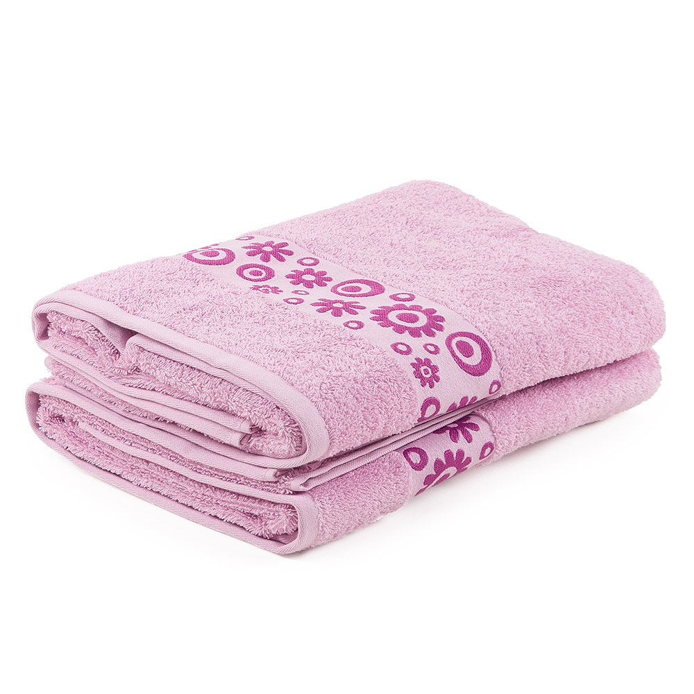 Go West Floral Jacquard Bath Towels - 100% Combed Cotton, Pack of 2