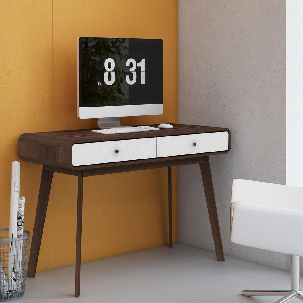 DHP Furniture Cassie Desk, Walnut White, 50x120x79cm DxWxH