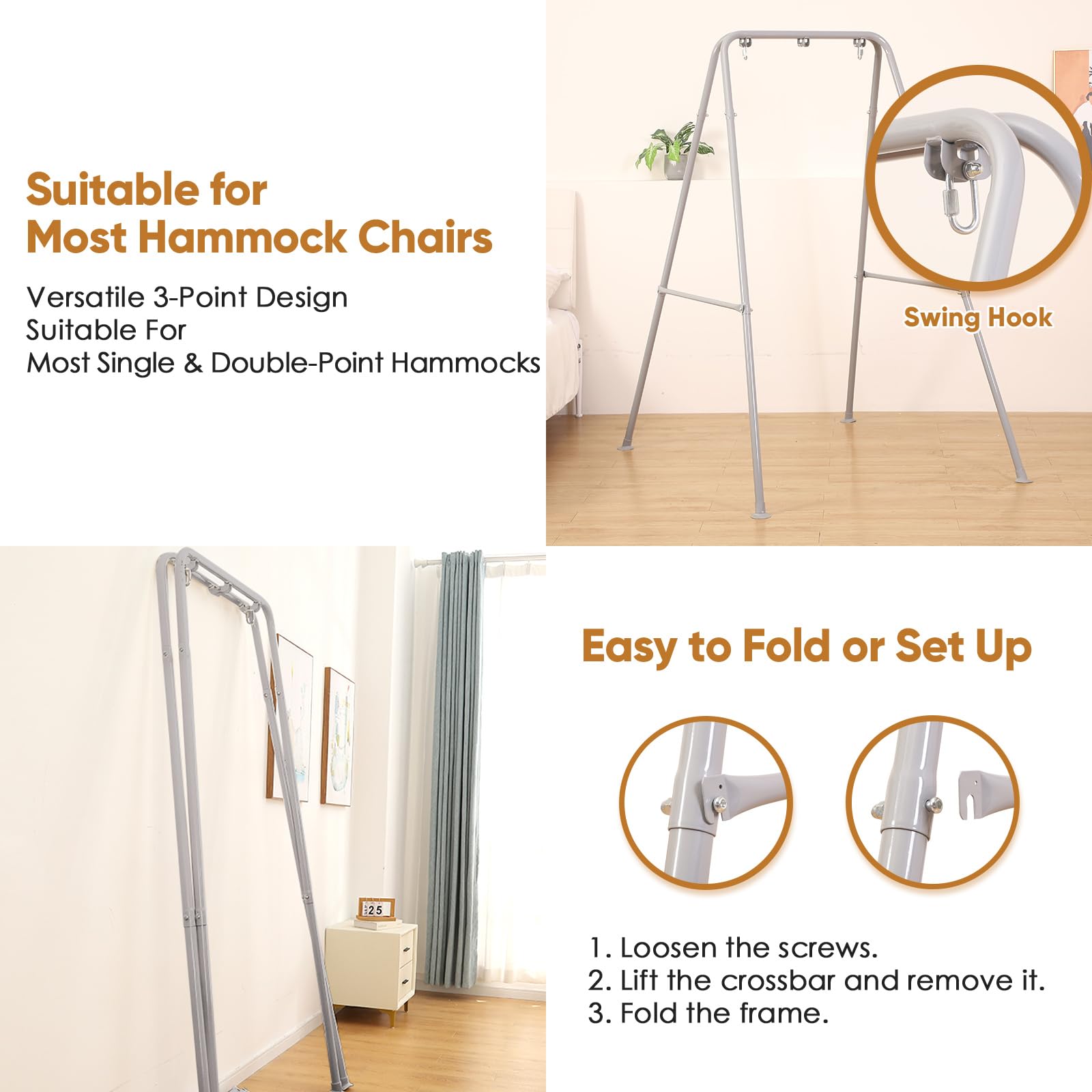SELFLA Foldable Hammock Chair Stand – Heavy Duty Portable Steel Frame