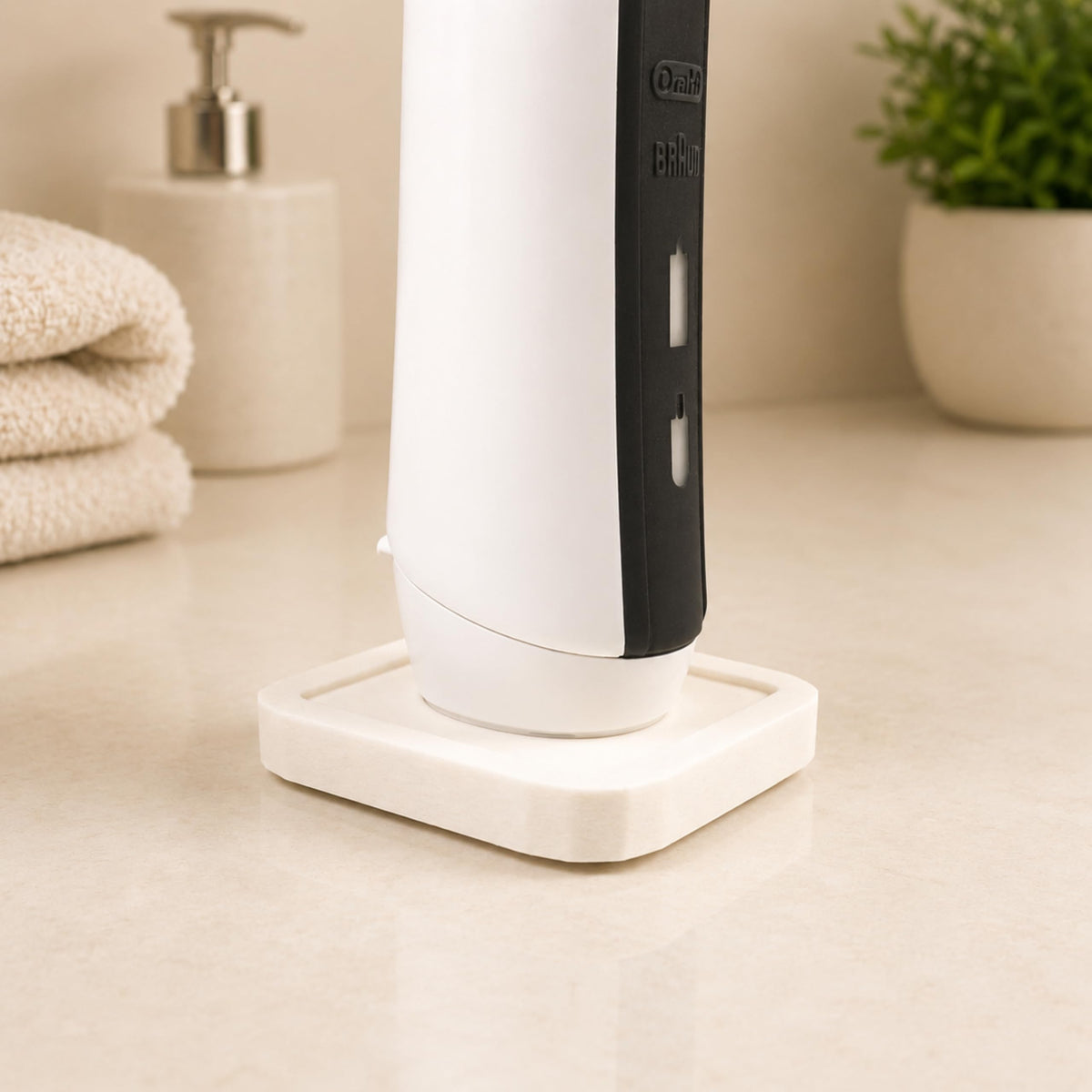 Electric Toothbrush Holder Stand Compatible with Oral-B – Single Matte Ivory White, Single