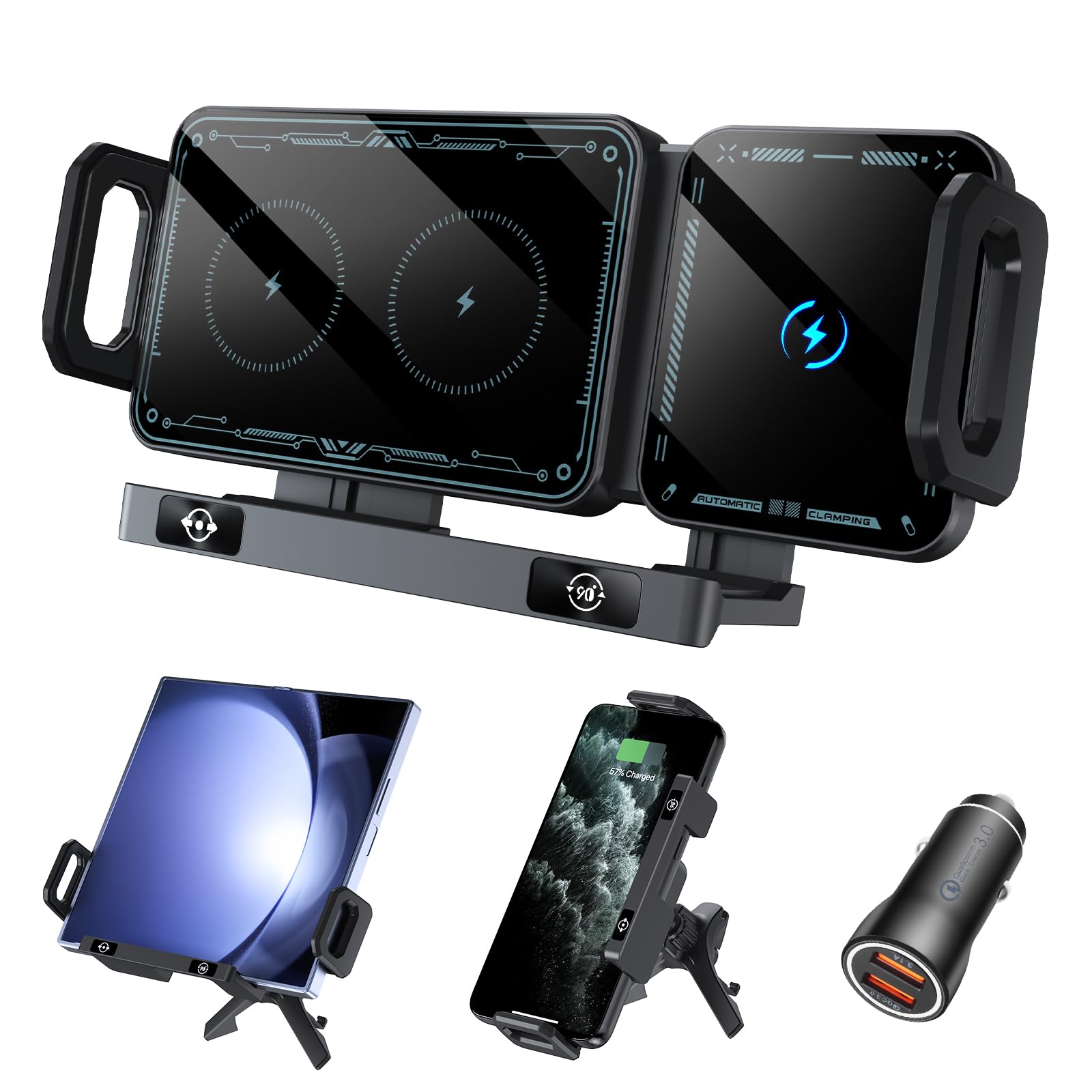 Olycism 15W Wireless Car Charger for Galaxy Z Fold 6/5/4/3/2 | QC 3.0