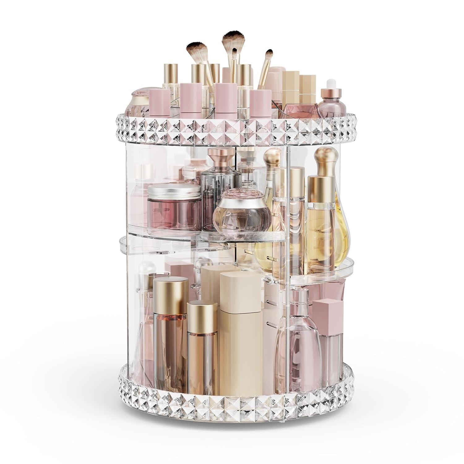 360 Degree Rotating Makeup Organizer - Adjustable Storage