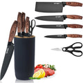 6-Piece Stainless Steel Kitchen Knife Set with Block – Black