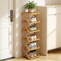 YYW Shoe Rack, Foldable Shoes Organizer Free Standing Shelf for Entryway, Closet, Hallway, Foldable X Shape Multi Tier Shoe Rack Wood Color,6 Layers - image 1