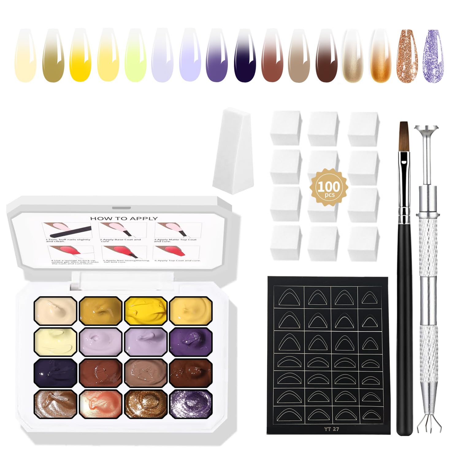 AIJIMEI 16 Color Ombre Gel Nail Polish Kit – Gradient DIY Manicure Set