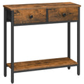HOOBRO Slim Console Table – Narrow Industrial Hallway Table with 2 Drawers