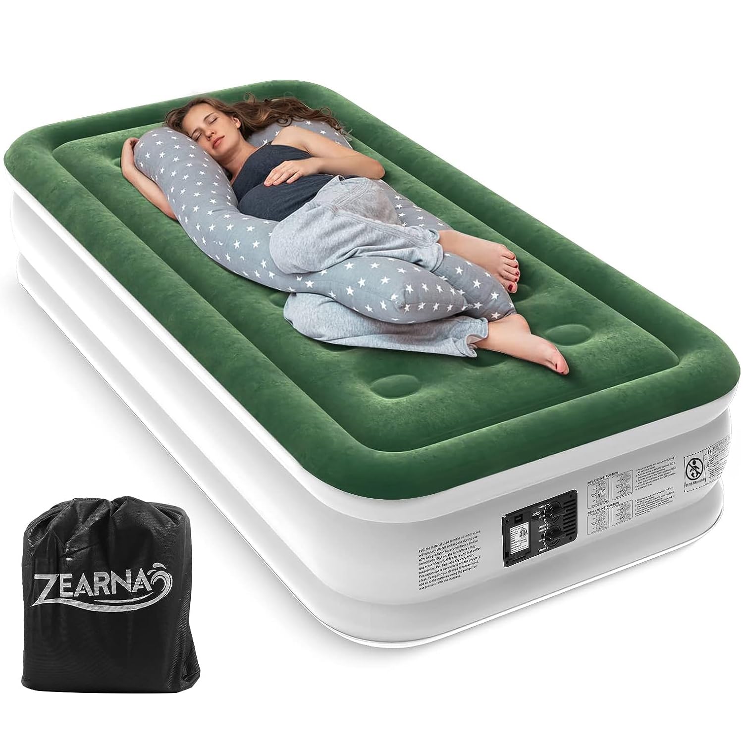 Zearna Single Inflatable Air Mattress with Built-in Electric Pump