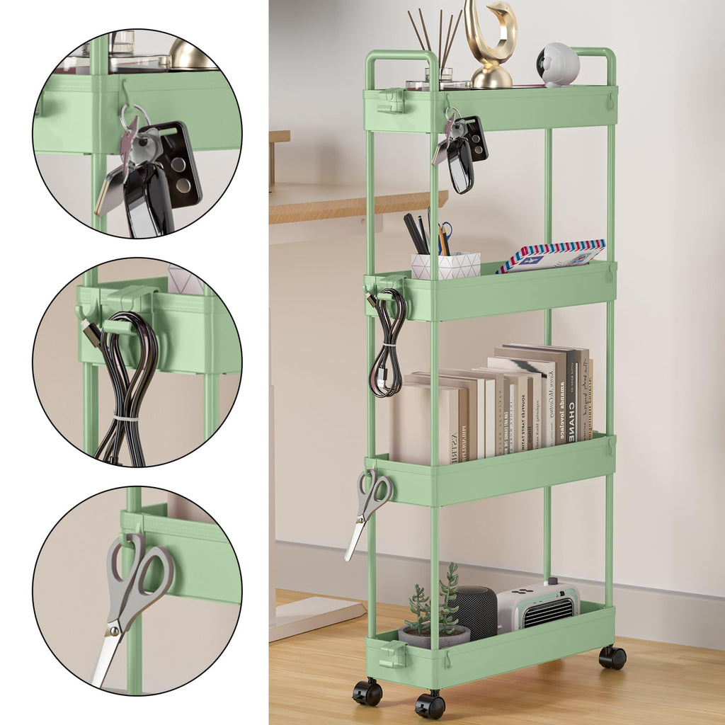 SOLEJAZZ Storage Trolley Cart Slim Rolling Cart Mobile Storage Shelving - image 4