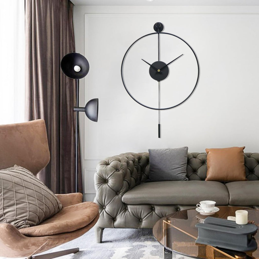 Large Metal Pendulum Wall Clock | Silent Non-Ticking 20x29"
