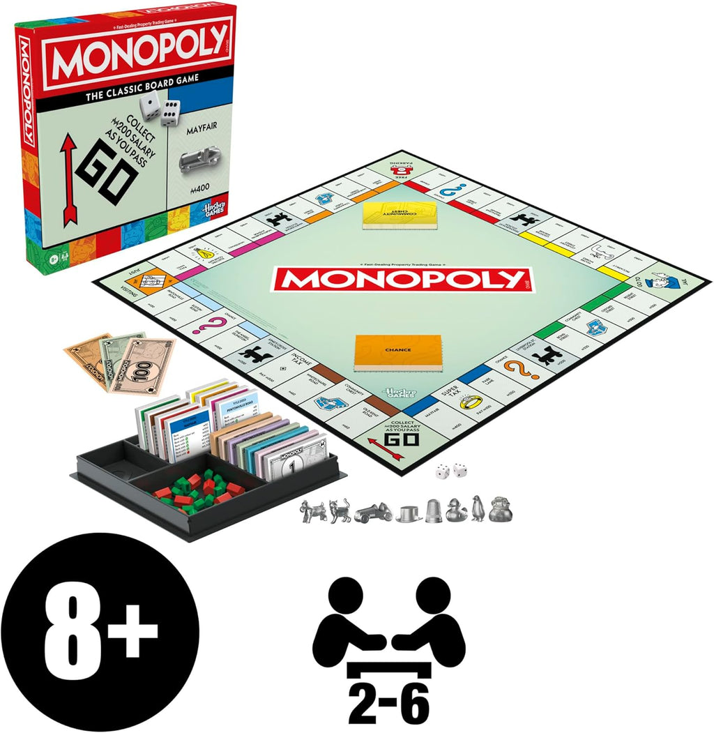 Snaps Monopoly Classic Board Game – Family Strategy Game with 8 Tokens