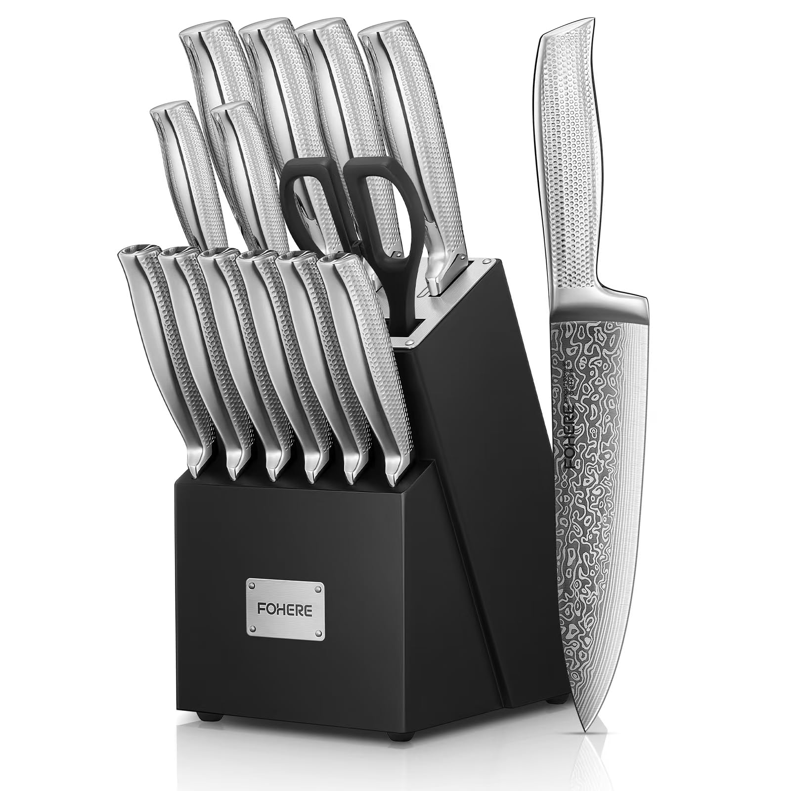 FOHERE 14-Piece Self-Sharpening Kitchen Knife Set with Block | Jolof Store