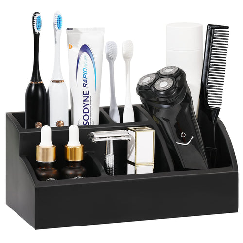 Luxspire Marble Resin Toothbrush Holder – 5 Slot Bathroom Countertop Caddy