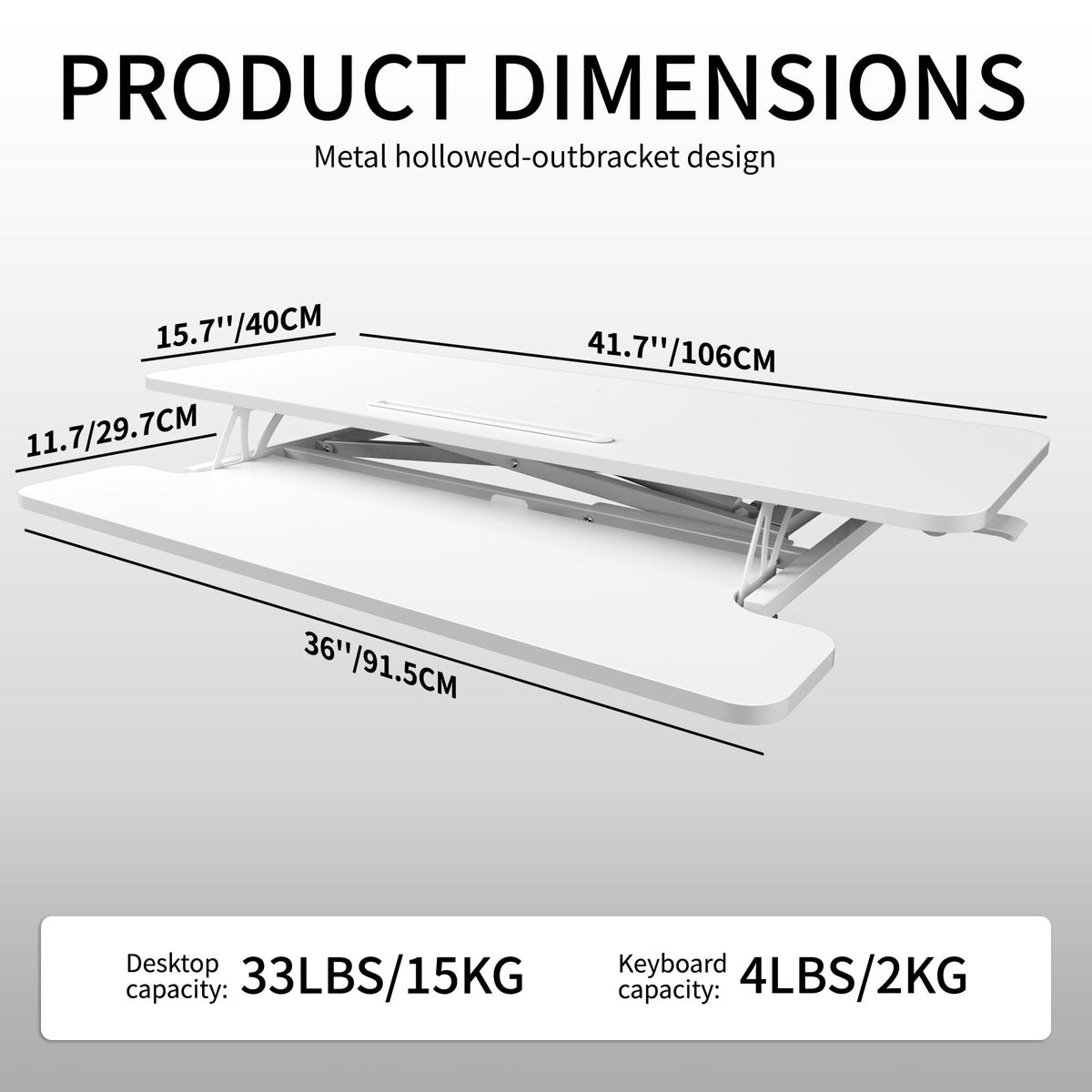 ERGOMAKER Standing Desk Converter, 42"/106cm, White - image 3