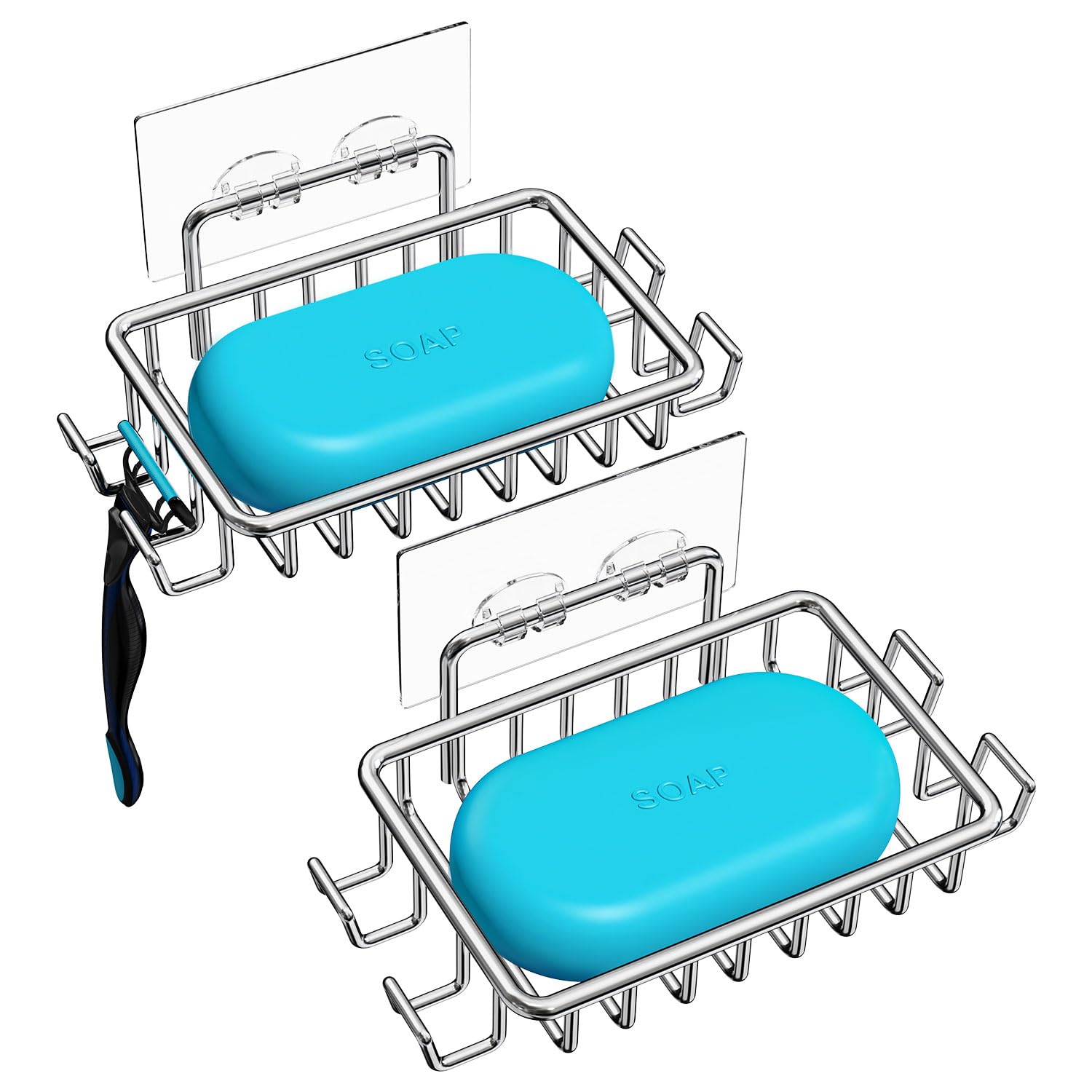 Nieifi Adhesive Soap Dish | SUS 304 Stainless Steel Holder with 4 Hooks