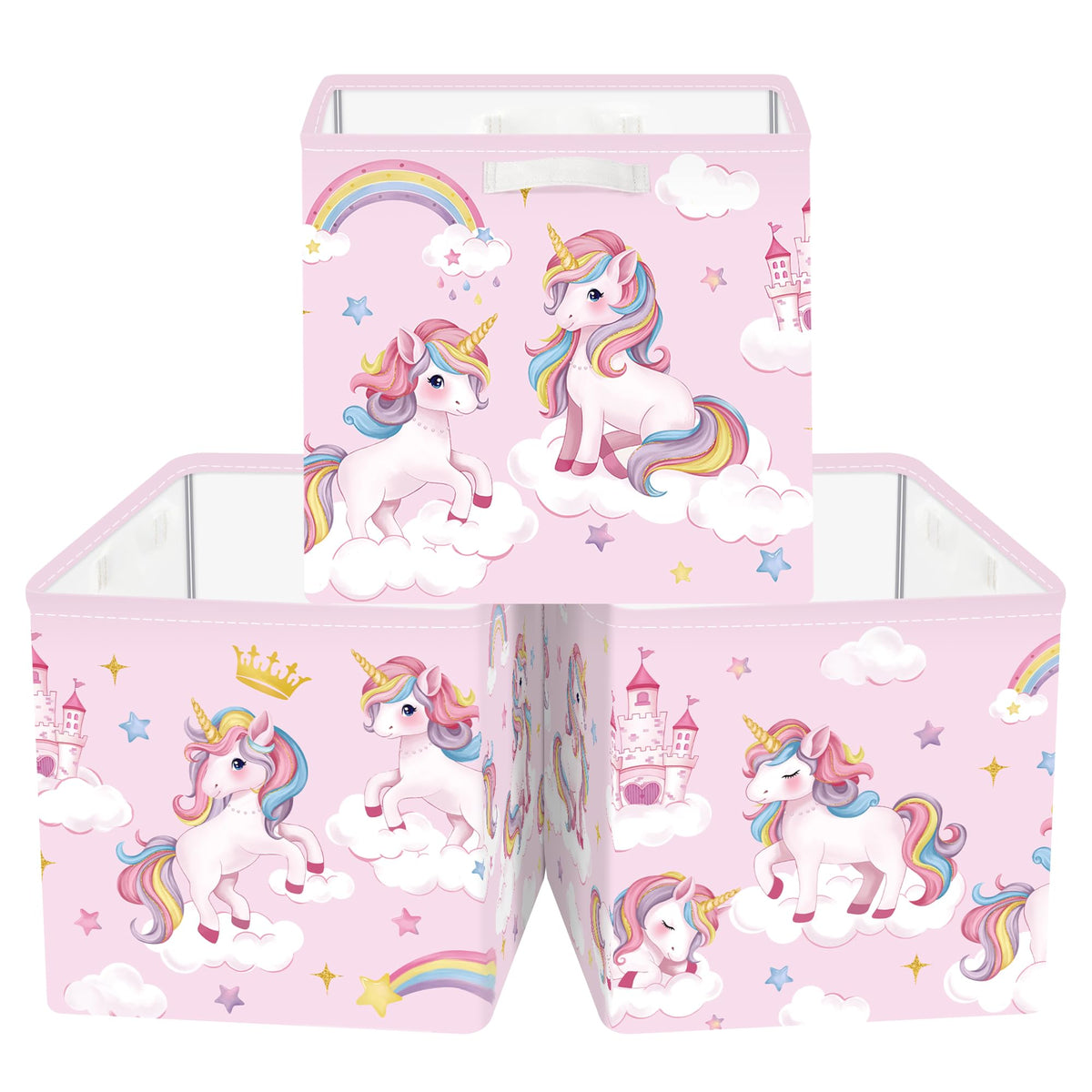 Clastyle 3 pcs Unicorn Cube Storage Boxes for Shelves Kallax Boxes - image 1