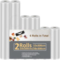 Jolof Store Vacuum Sealer Bags - 6 Rolls Multi-Size Food Sealer Rolls