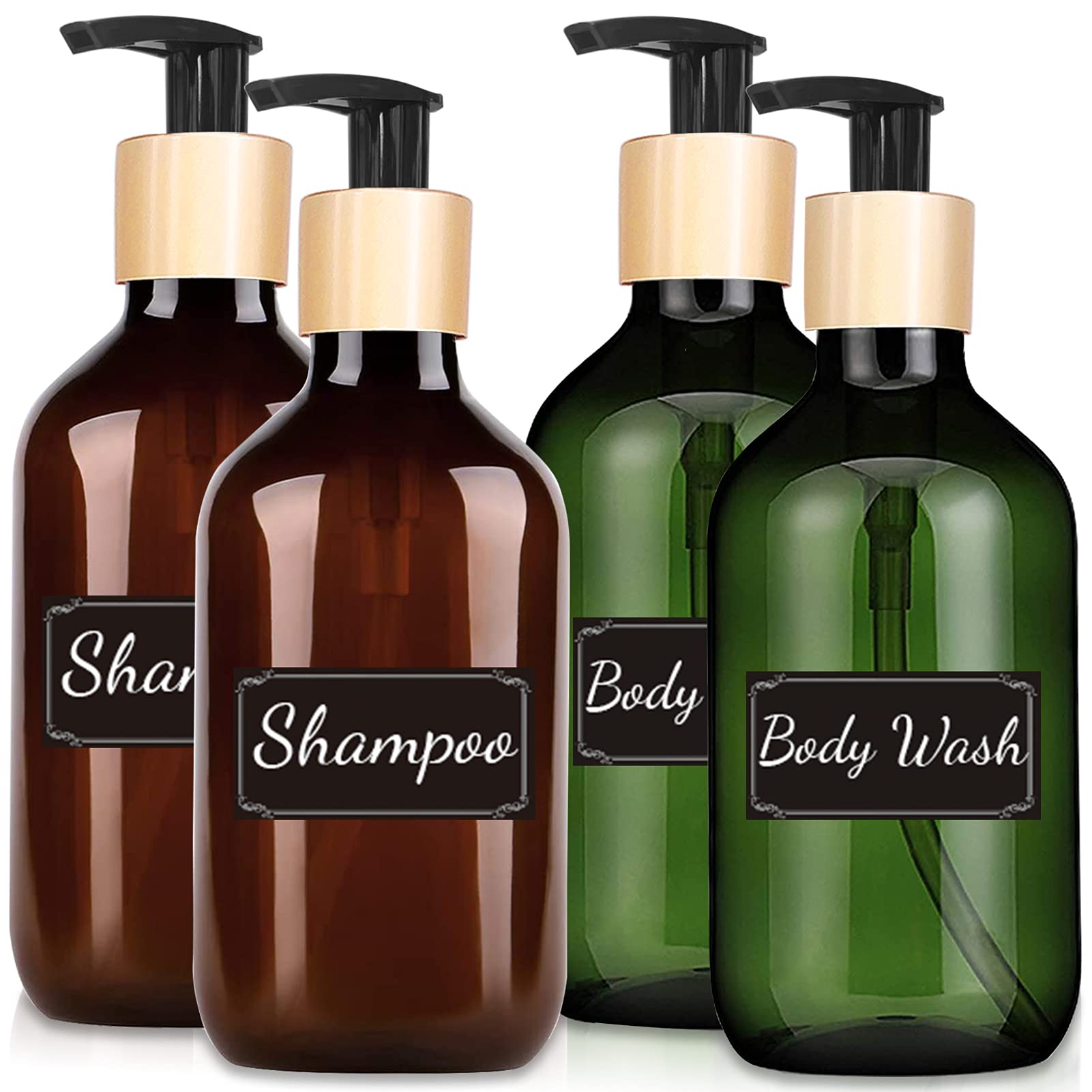 ACCL 17oz Refillable Soap Dispenser - 4 Pack BPA-Free Plastic Pump Bottles